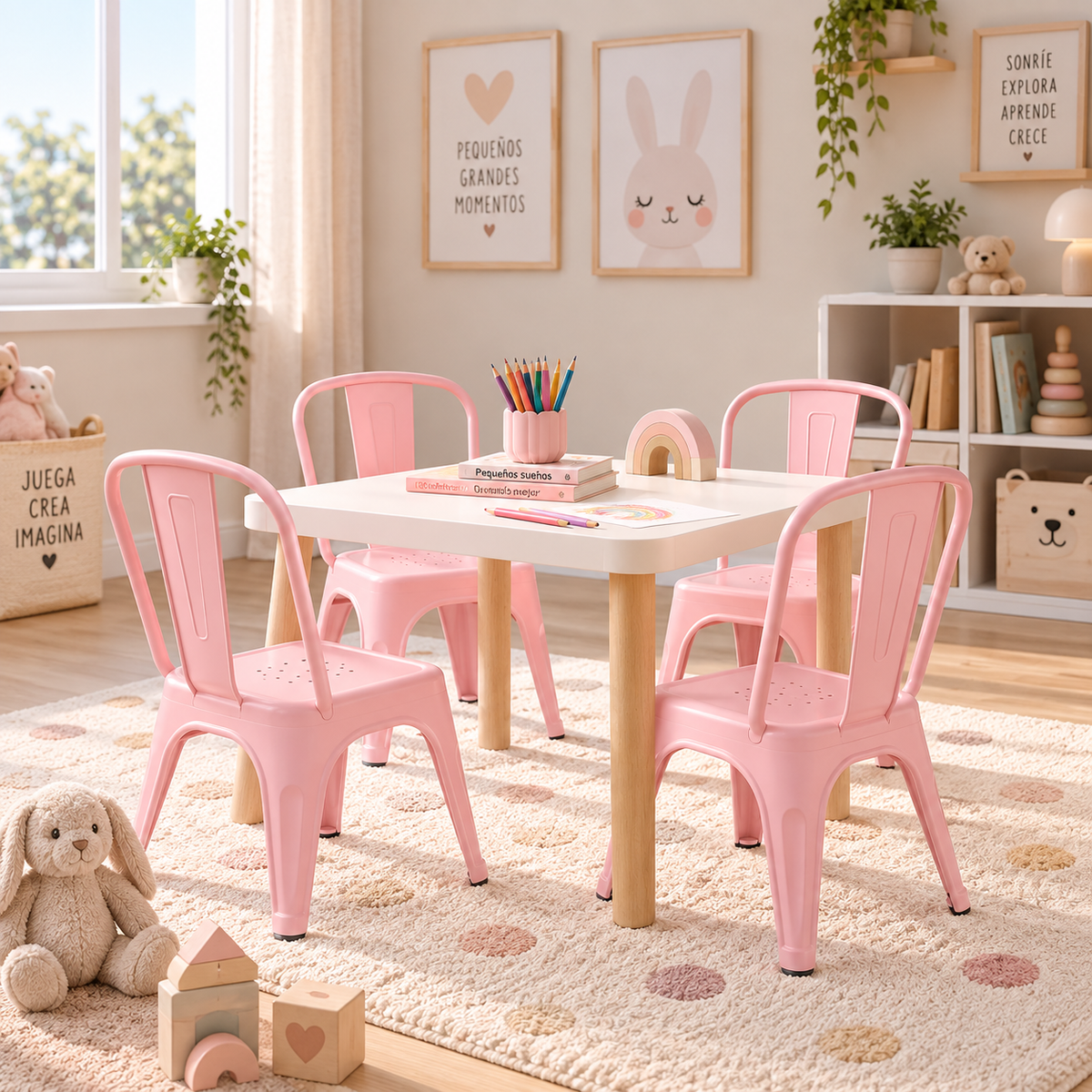 Pack 4 Sillas Infantiles Tolix de Polipropileno - COLORES