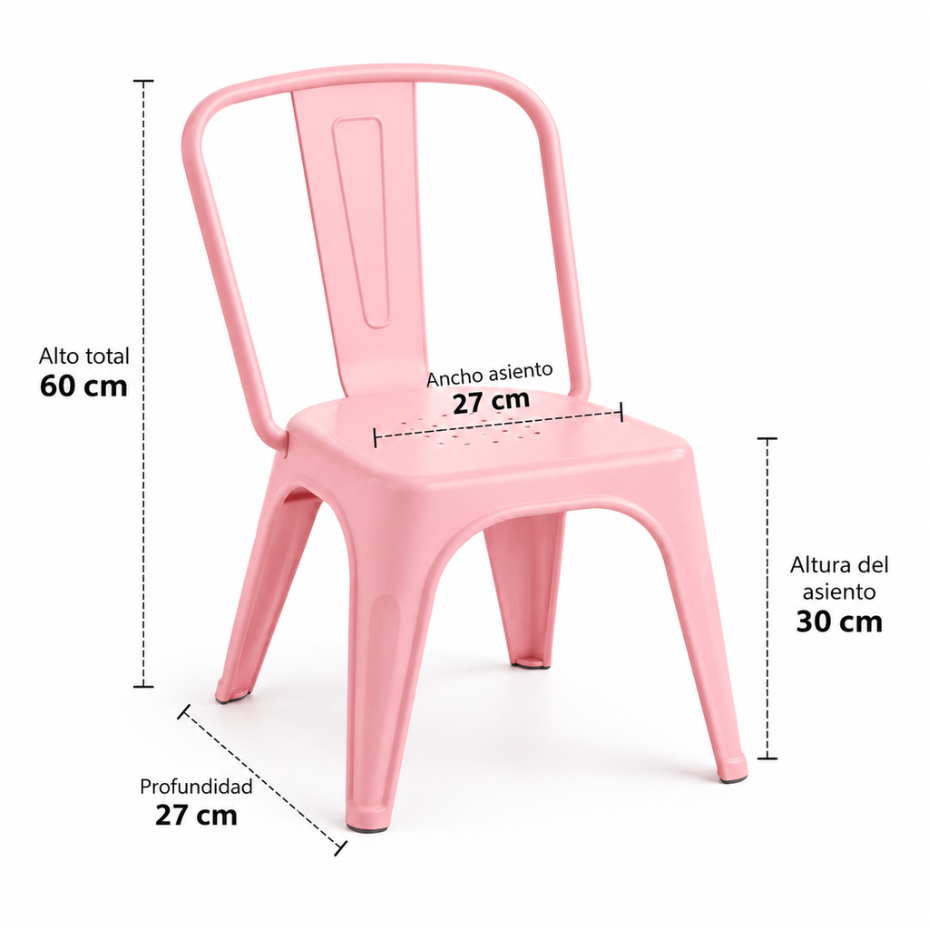 Pack 4 Sillas Infantiles Tolix de Polipropileno - COLORES