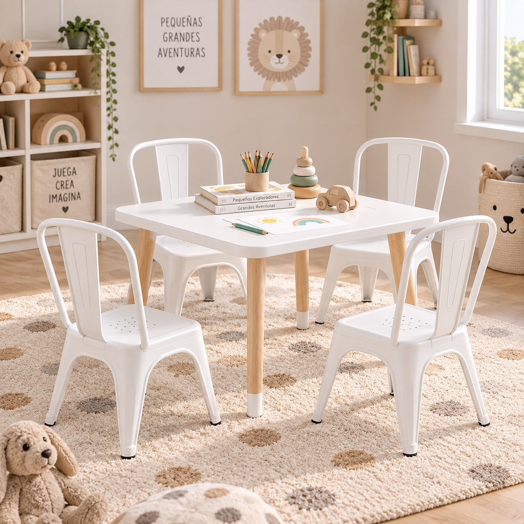 Pack 4 Sillas Infantiles Tolix de Polipropileno - COLORES
