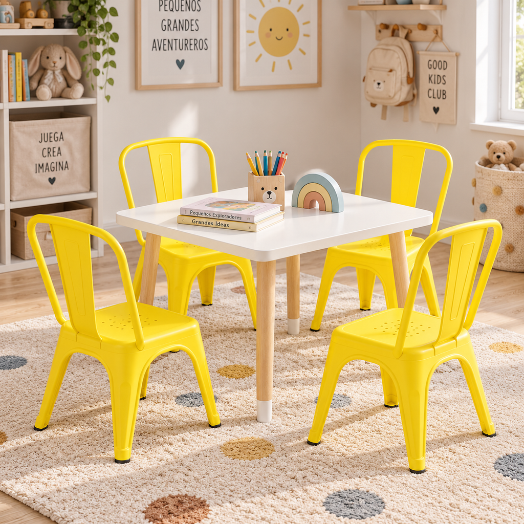 Pack 4 Sillas Infantiles Tolix de Polipropileno - COLORES