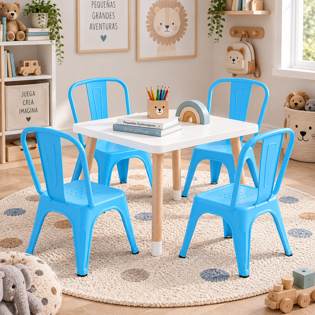 Pack 4 Sillas Infantiles Tolix de Polipropileno - COLORES