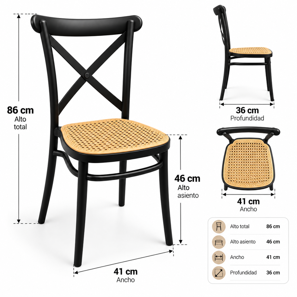 Silla Danubio Top de Polipropileno – Blanco y Negro