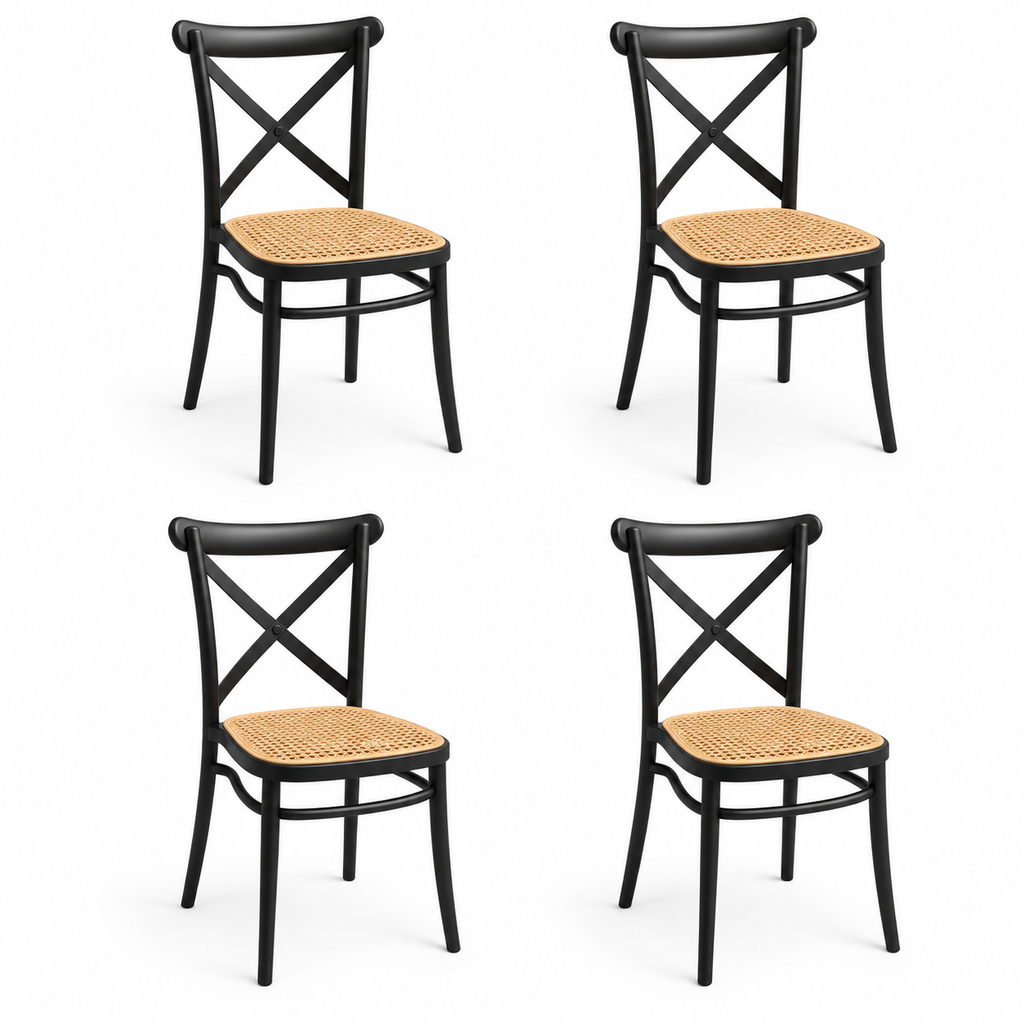 Pack 4 Sillas Danubio Top de Polipropileno – Blanco y Negro