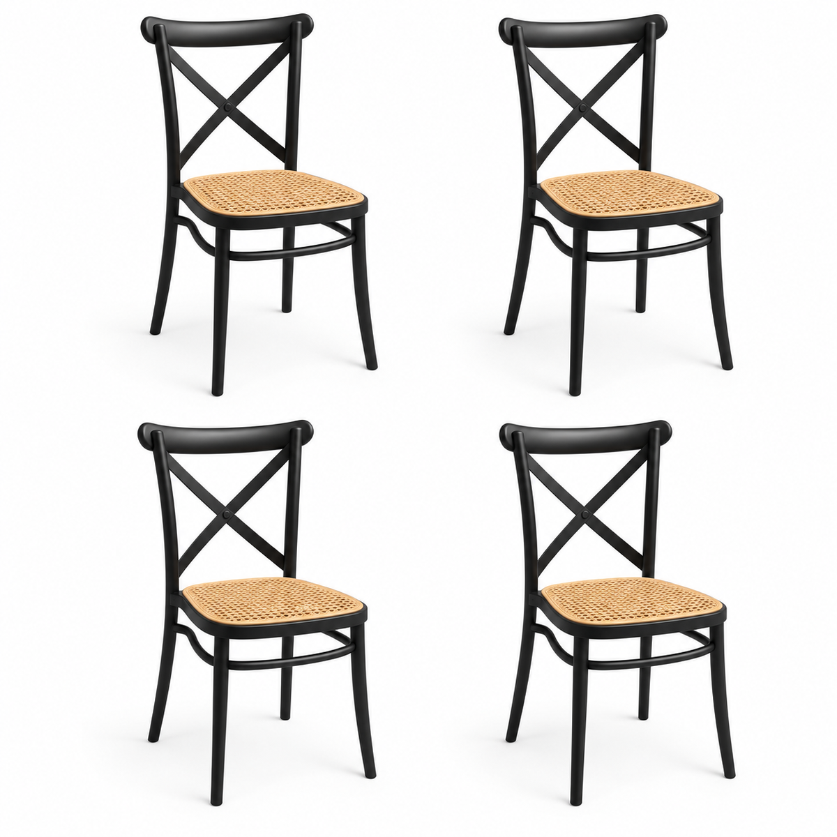 Pack 4 Sillas Danubio Top de Polipropileno – Blanco y Negro