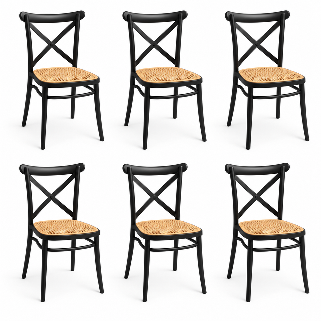 Pack 6 Sillas Danubio Top de Polipropileno – Blanco y Negro