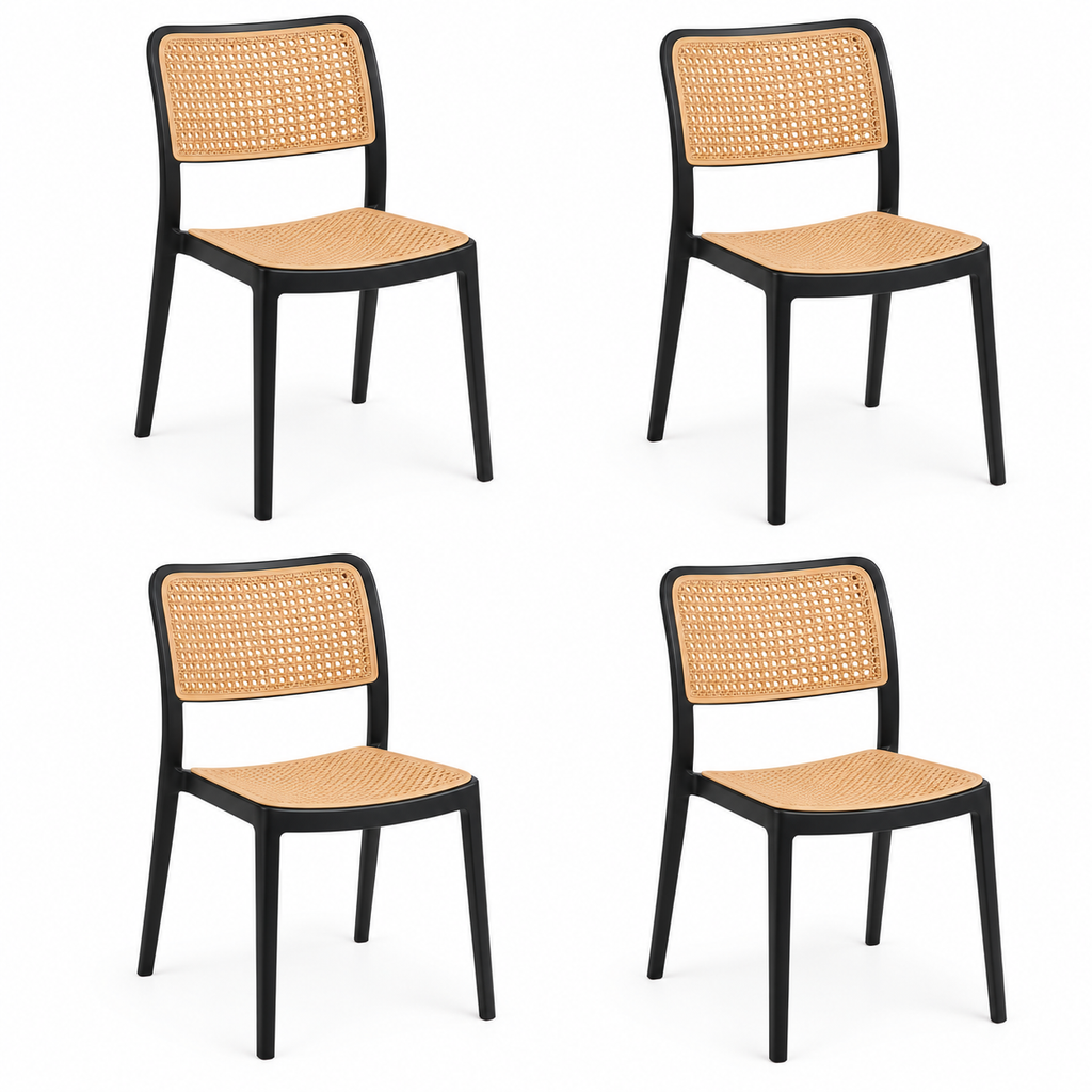 Pack 4 Sillas Delta de Polipropileno – Blanco y Negro
