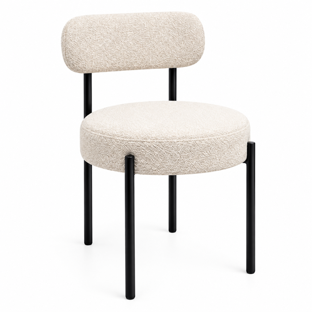 Silla Teddy Bouclé de Comedor con Patas Metálicas - Colores