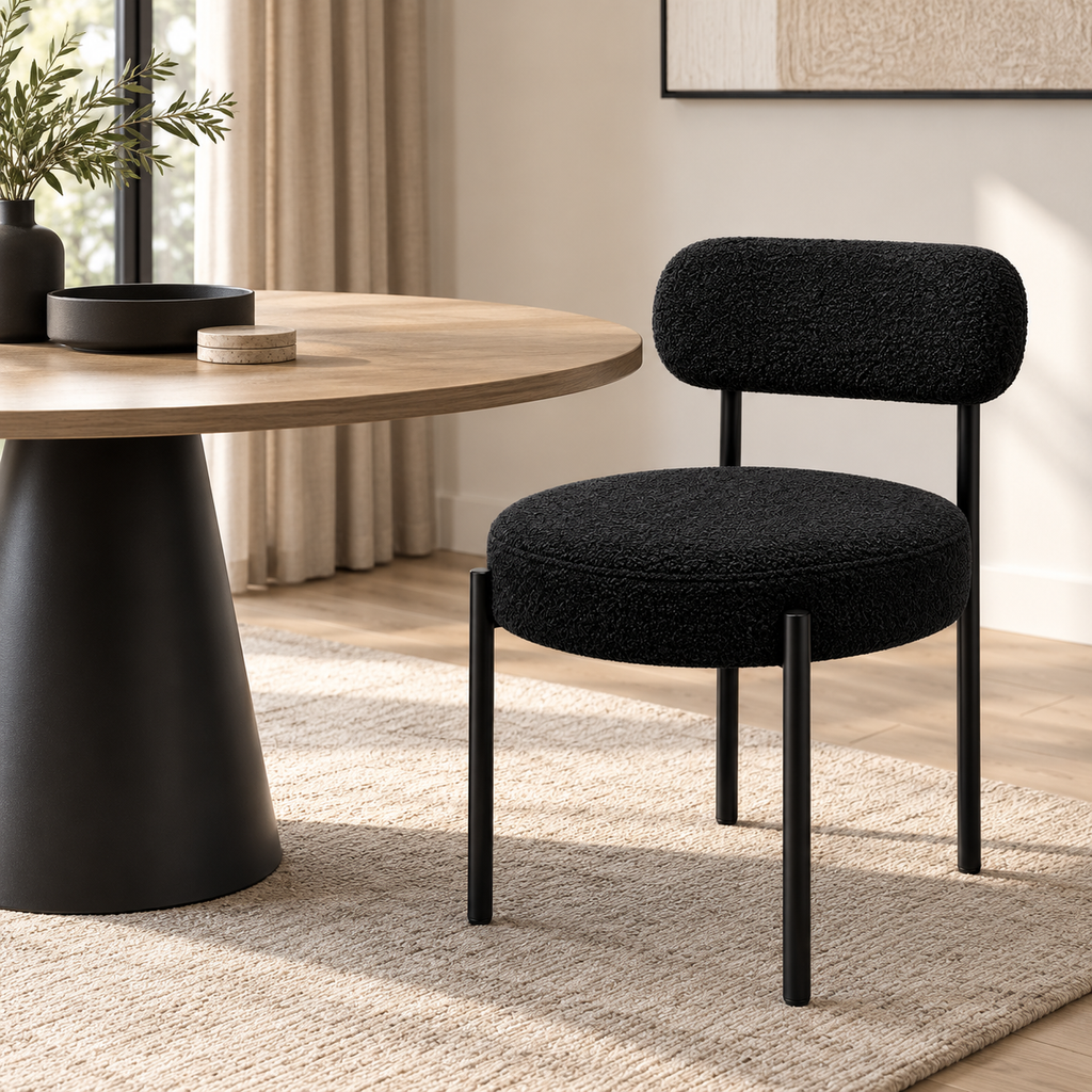 Silla Teddy Bouclé de Comedor con Patas Metálicas - Colores