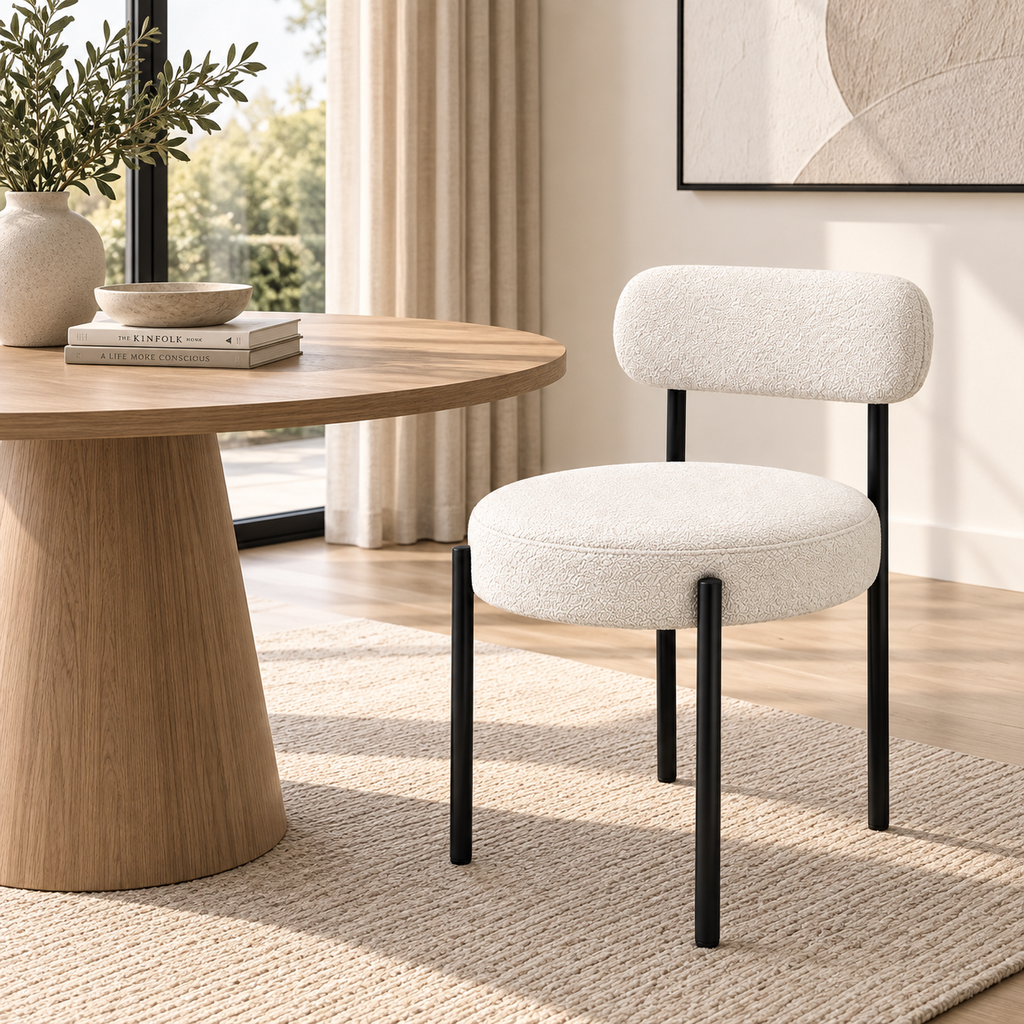 Silla Teddy Bouclé de Comedor con Patas Metálicas - Colores