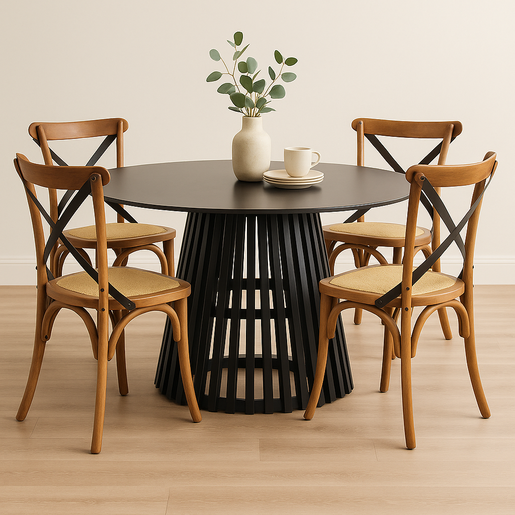 Comedor Cross Noir | Sillas Color Madera