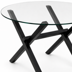 Mesa de Vidrio Cross Redonda | Mesa de Comedor Moderna Patas Color Negro