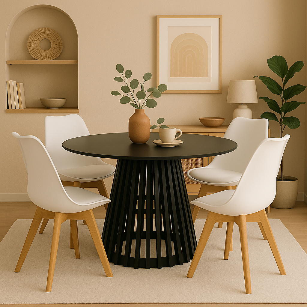 Comedor Tulip Noir | Sillas Tulip Blancas