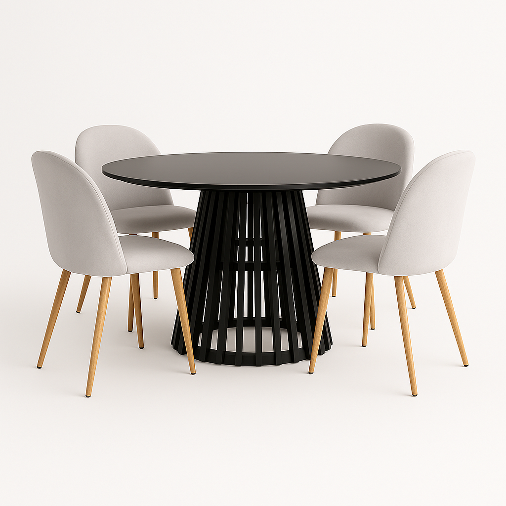 Comedor Oslo Black | Silla Nórdica Gris