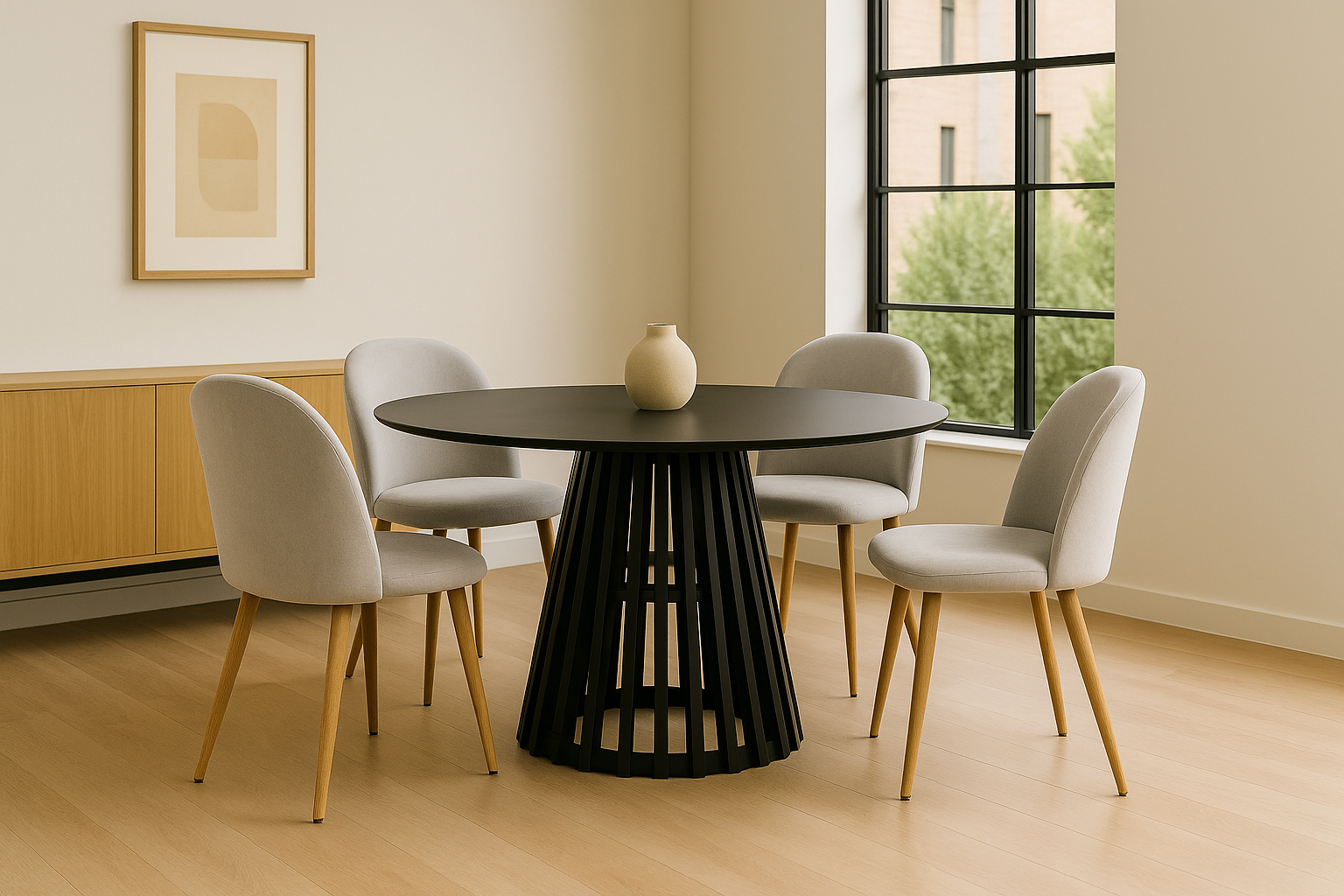 Comedor Oslo Black | Silla Nórdica Gris