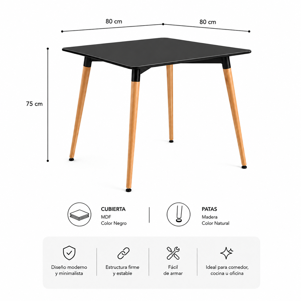 Mesa Eames Cuadrada Claisca 80x80