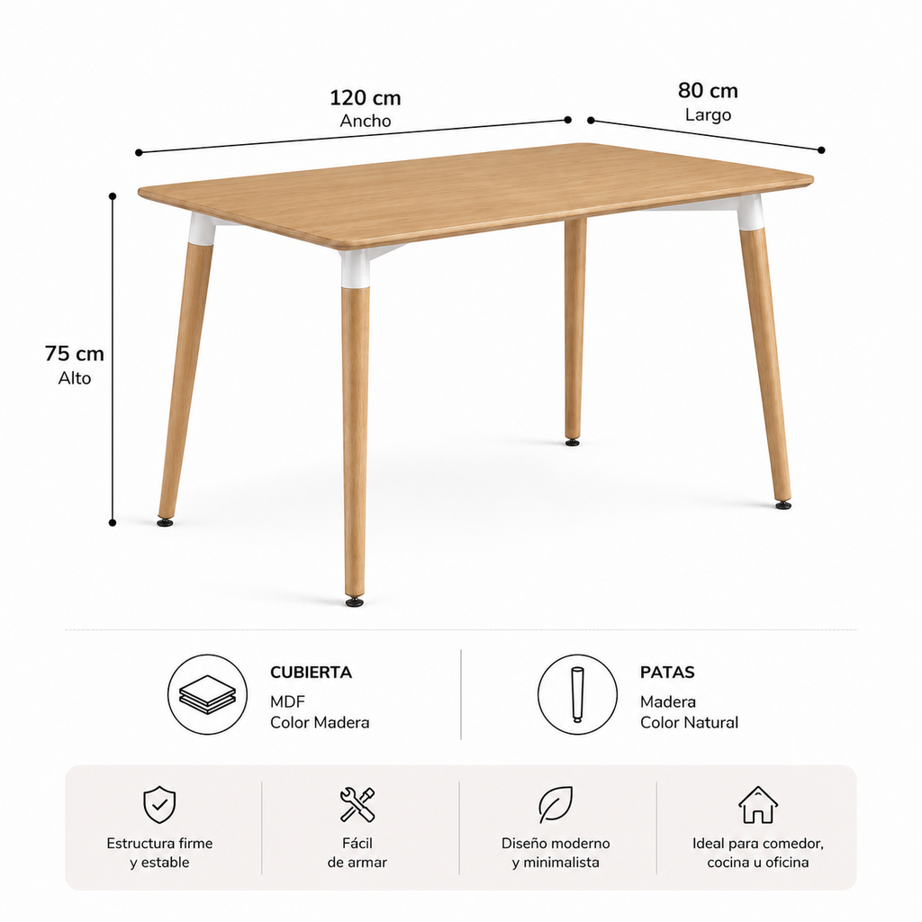 Mesa Eames Rectangular Claisca Madera