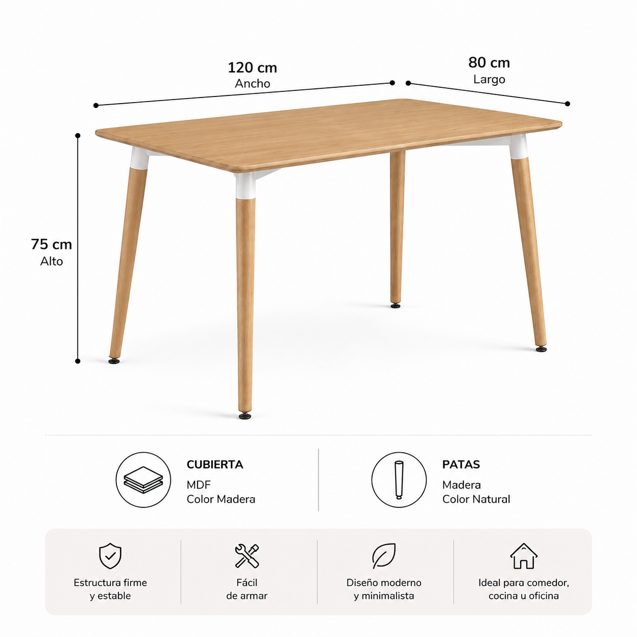 Mesa Eames Rectangular Claisca Madera