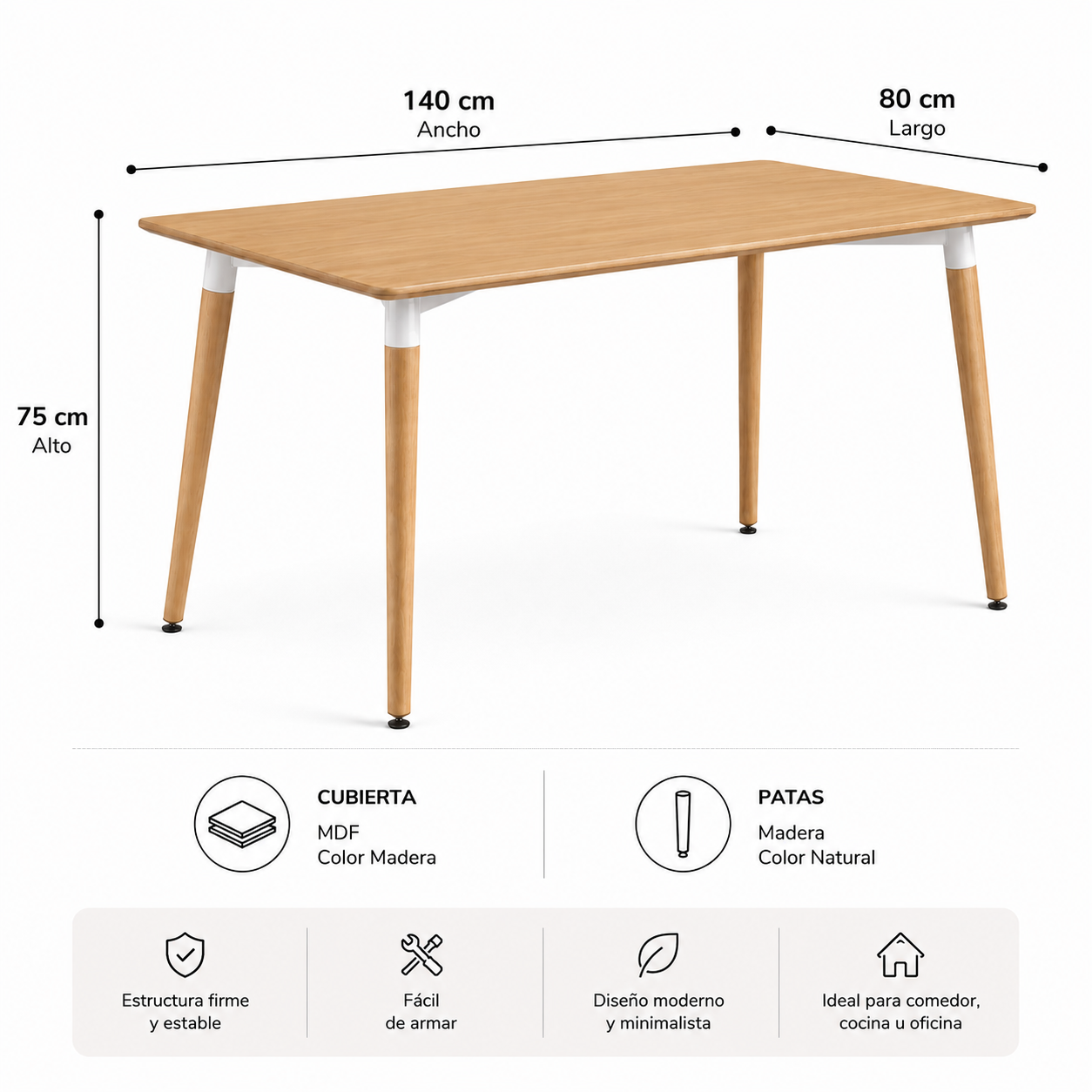 Mesa Eames Rectangular Claisca Madera