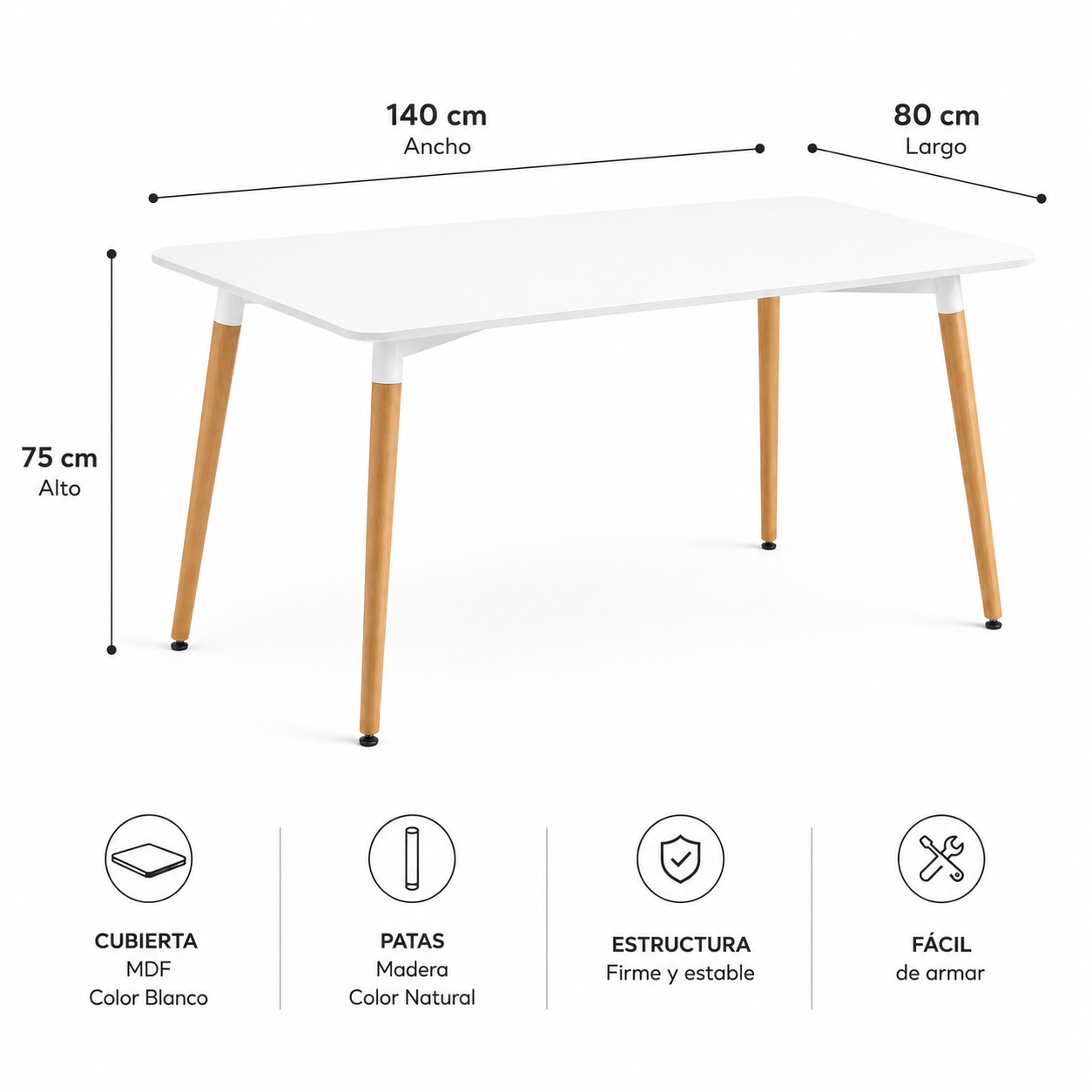 Mesa Eames Rectangular Claisca Blanca