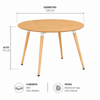 Mesa Eames Redonda Clásica Madera 120 cm