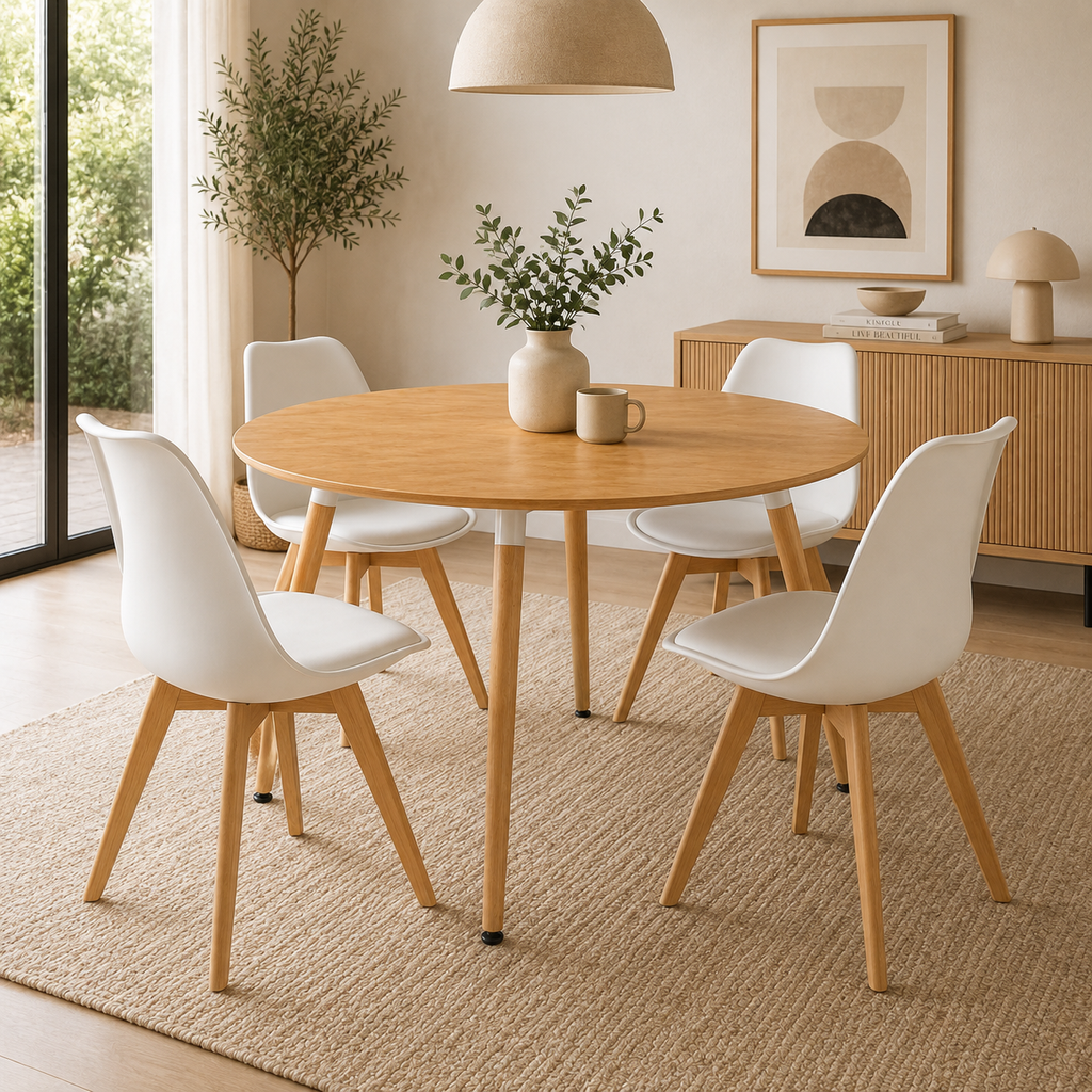 Mesa Eames Redonda Clásica Madera 120 cm