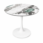 Mesa Redonda de Piedra – Base Tulip Metálica Blanca