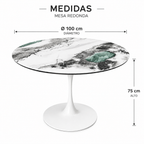 Mesa Redonda de Piedra – Base Tulip Metálica Blanca