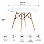 Mesa Eames Redonda Blanca - 120 CM