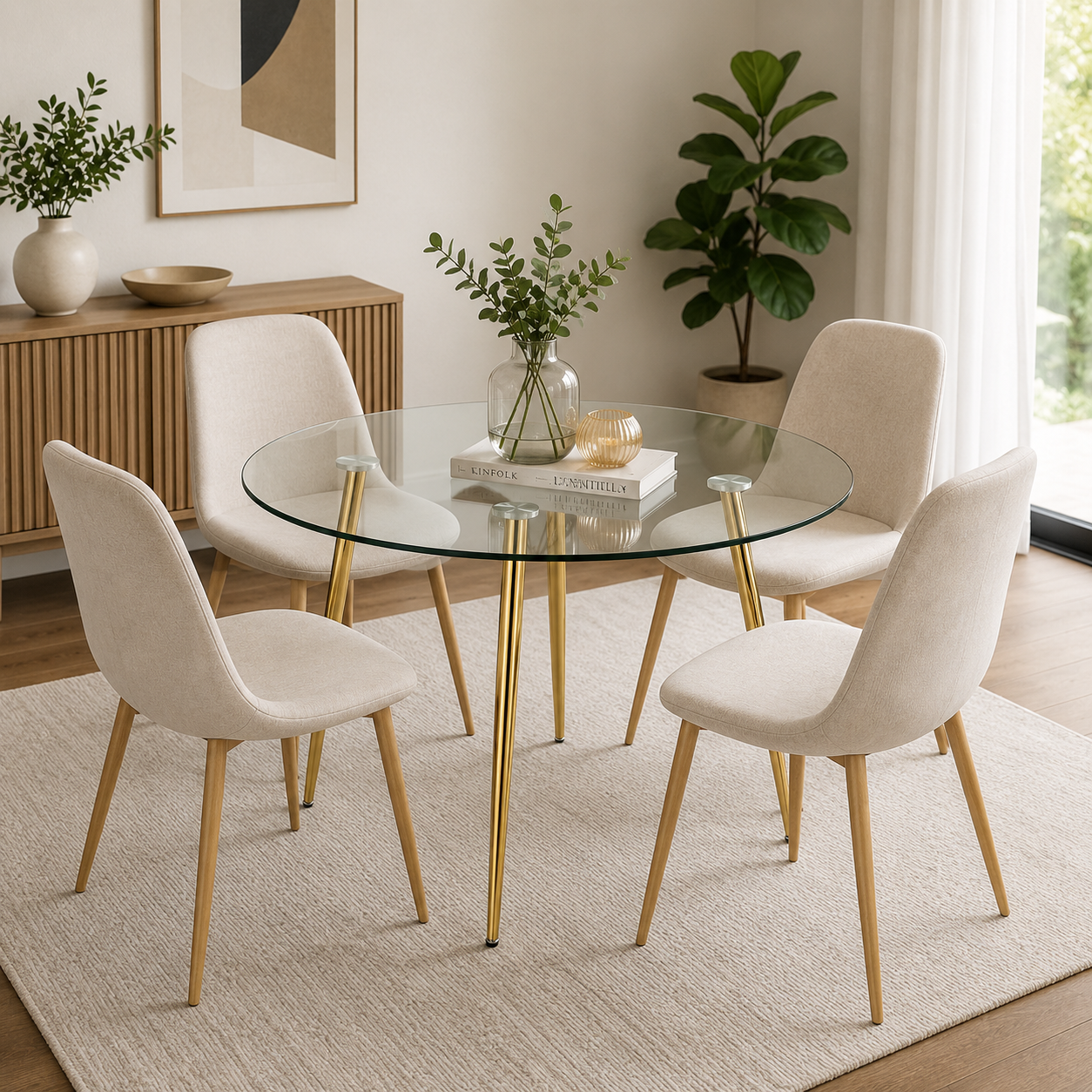 Mesa Lyon Redonda Pata Dorada 120 CM