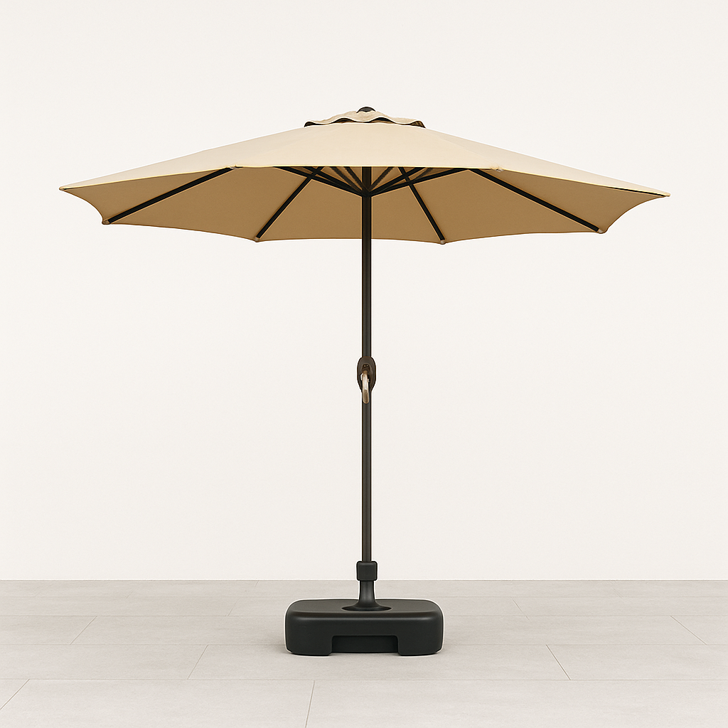 Quitasol Terraza Recto 2,7 Mt Café + Base 22 Litros