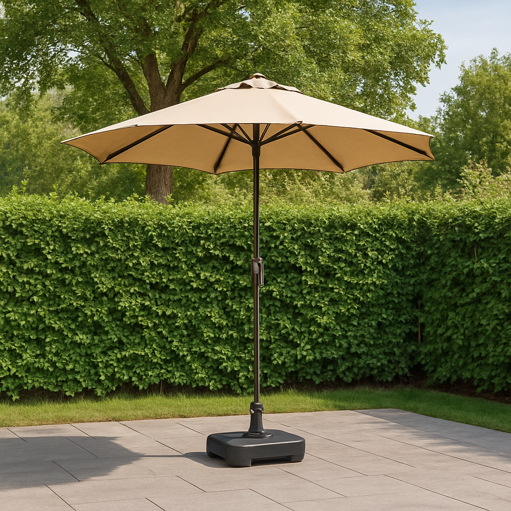 Quitasol Terraza Recto 2,7 Mt Café + Base 22 Litros