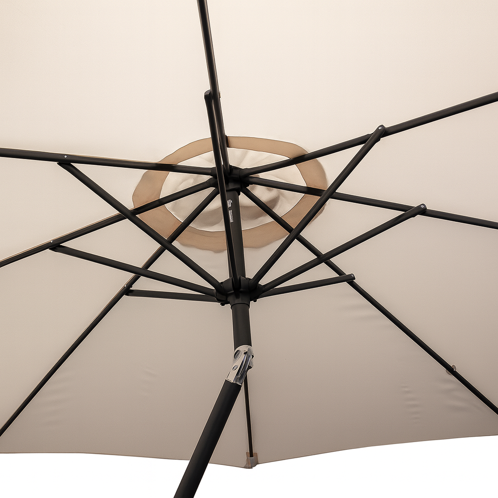 Quitasol Terraza Recto 2,7 Mt Beige + Base 22 Litros