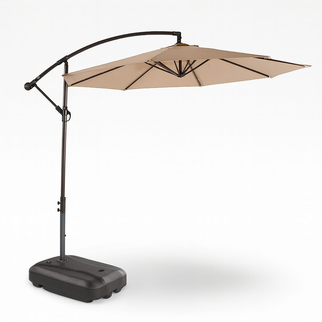 Quitasol Lateral 3 Metros + Base 60L | Sombra UV y Estabilidad Café