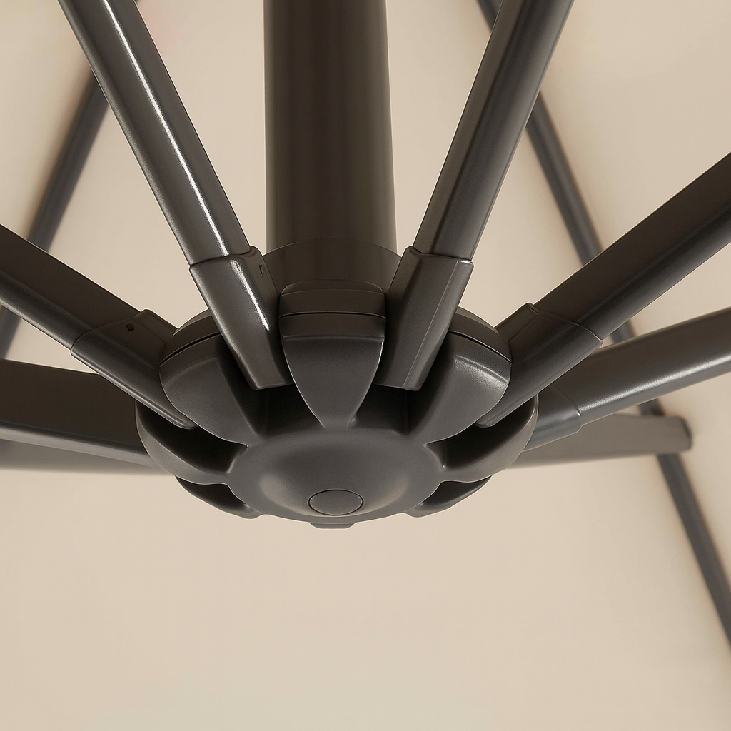 Quitasol Lateral 3 Metros + Base 60L | Sombra UV y Estabilidad Café