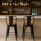 Pack 2 Taburetes Tolix | Asiento de Madera Negro