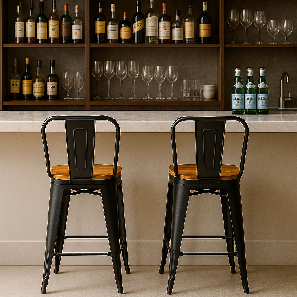 Pack 2 Taburetes Tolix | Asiento de Madera Negro