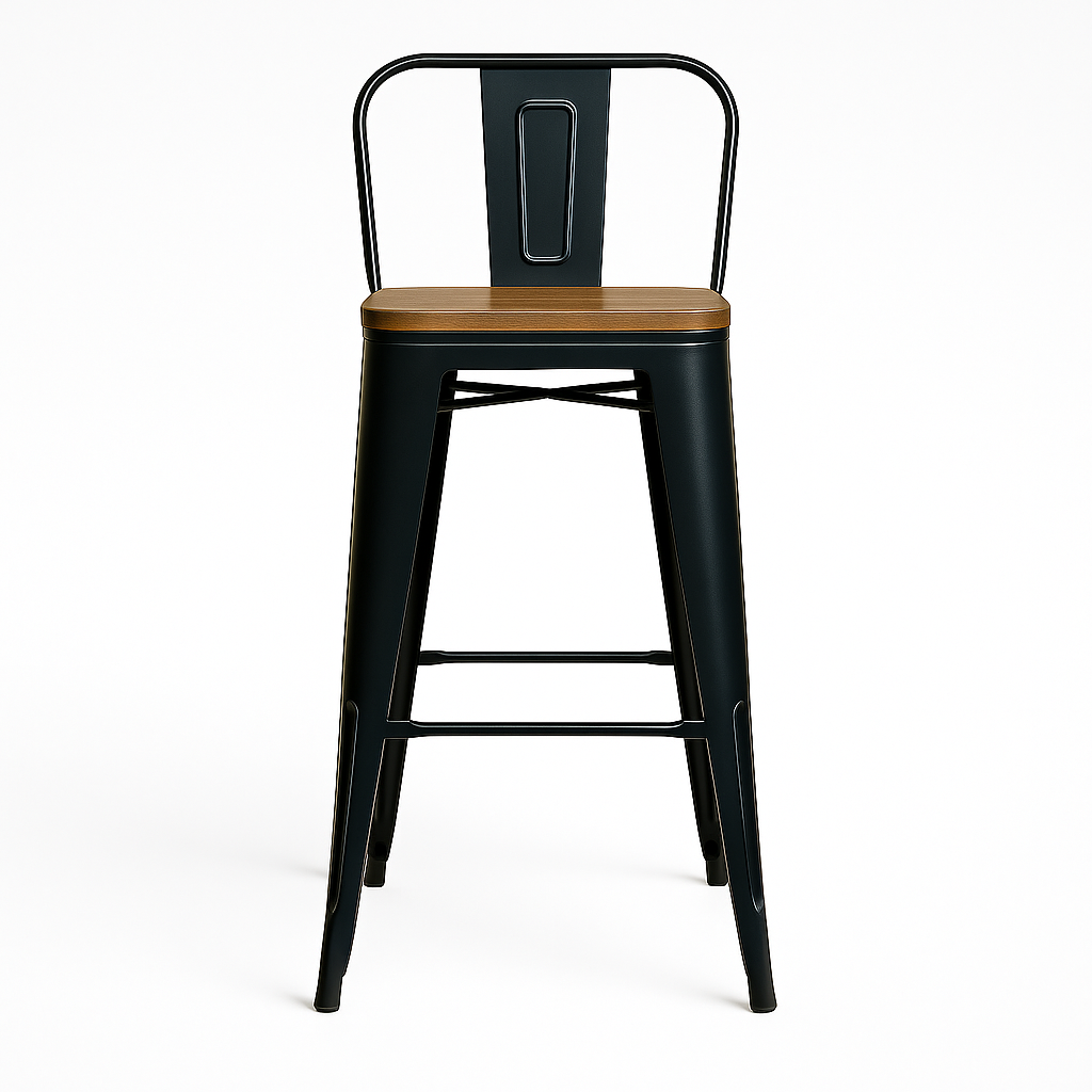 Pack 4 Taburetes Tolix | Asiento de Madera Negro