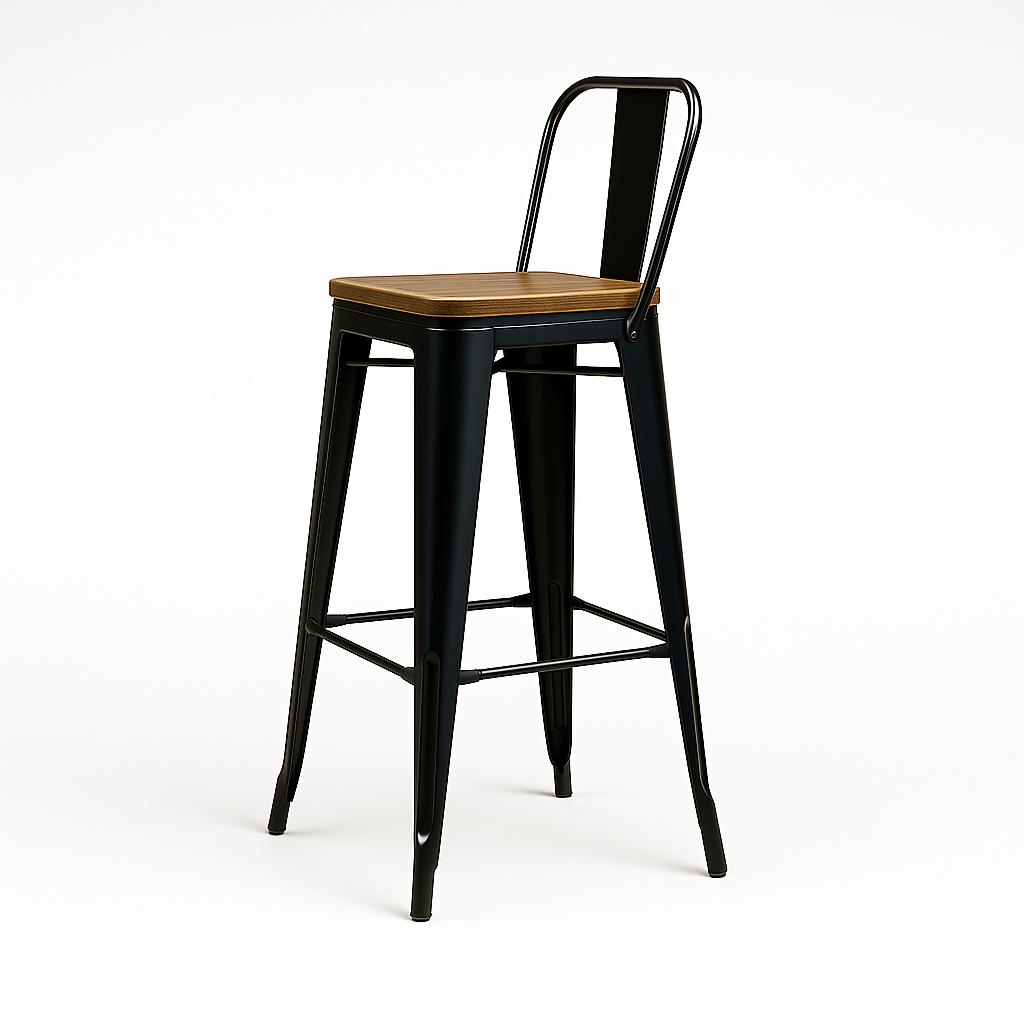 Taburete Tolix | Asiento de Madera Negro