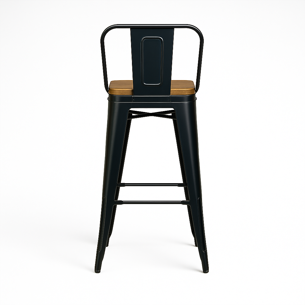 Pack 4 Taburetes Tolix | Asiento de Madera Negro