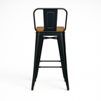 Taburete Tolix | Asiento de Madera Negro