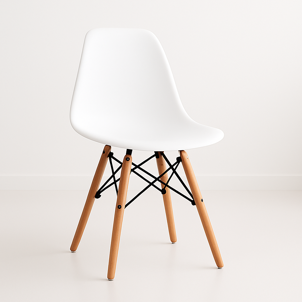 Silla Eames Blanca de Polipropileno | Diseño Icónico y Confort Ergonómico