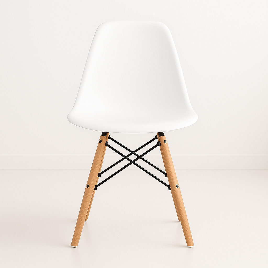 Silla Eames Blanca de Polipropileno | Diseño Icónico y Confort Ergonómico