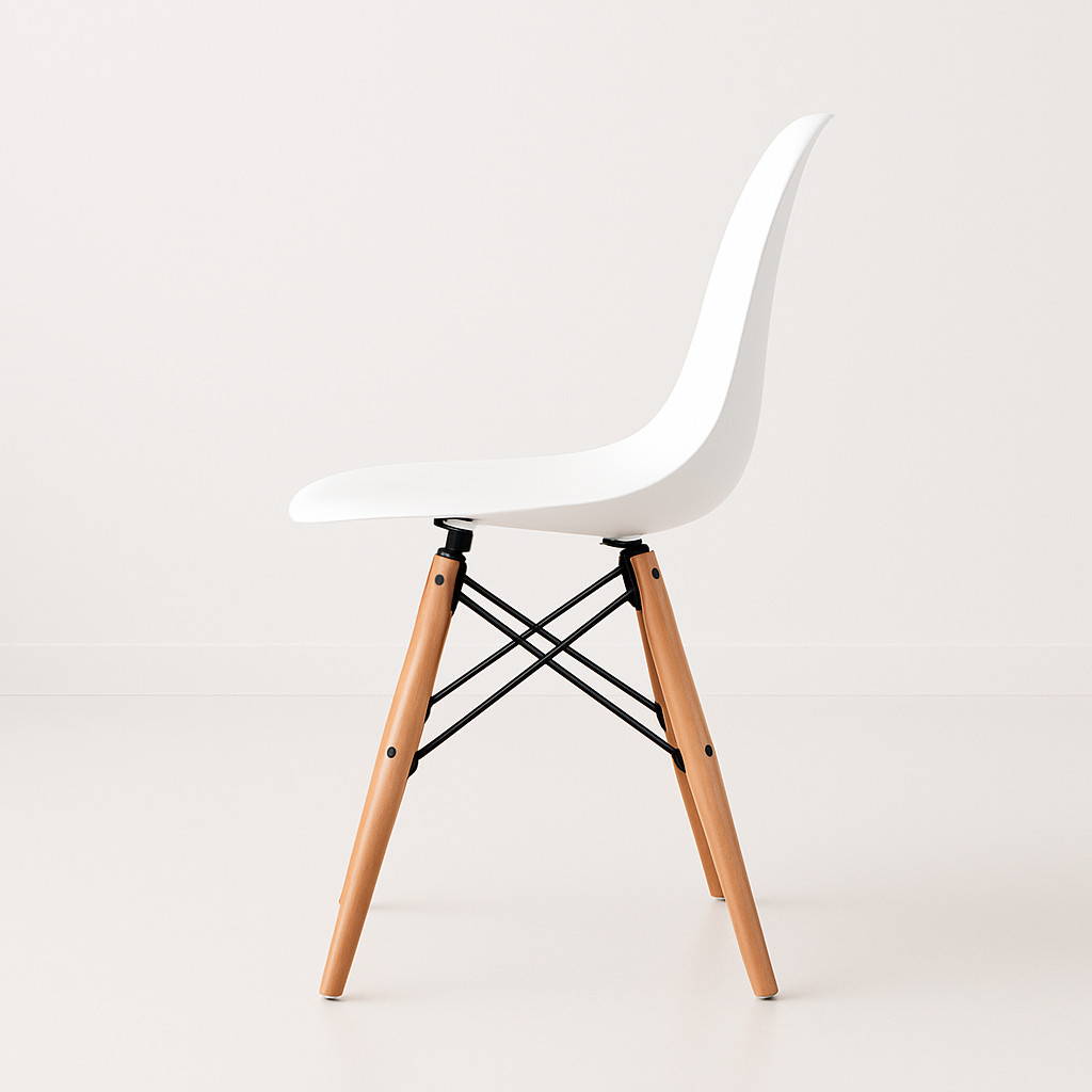 Silla Eames Blanca de Polipropileno | Diseño Icónico y Confort Ergonómico
