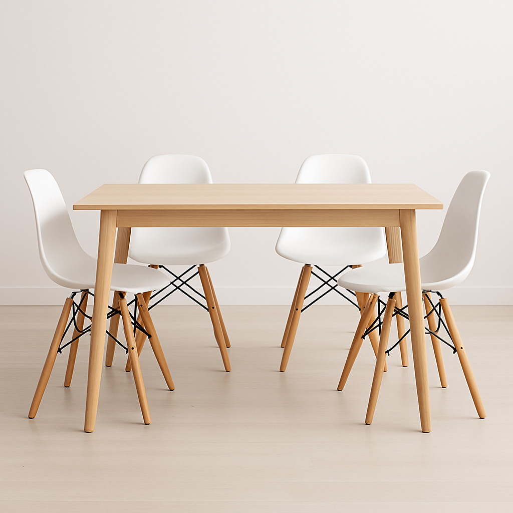 Pack 4 Sillas Eames Blancas de Polipropileno | Diseño Icónico, Estilo Moderno