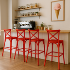 Pack 4 Taburetes Danubio Rojo | Diseño Industrial en Polipropileno