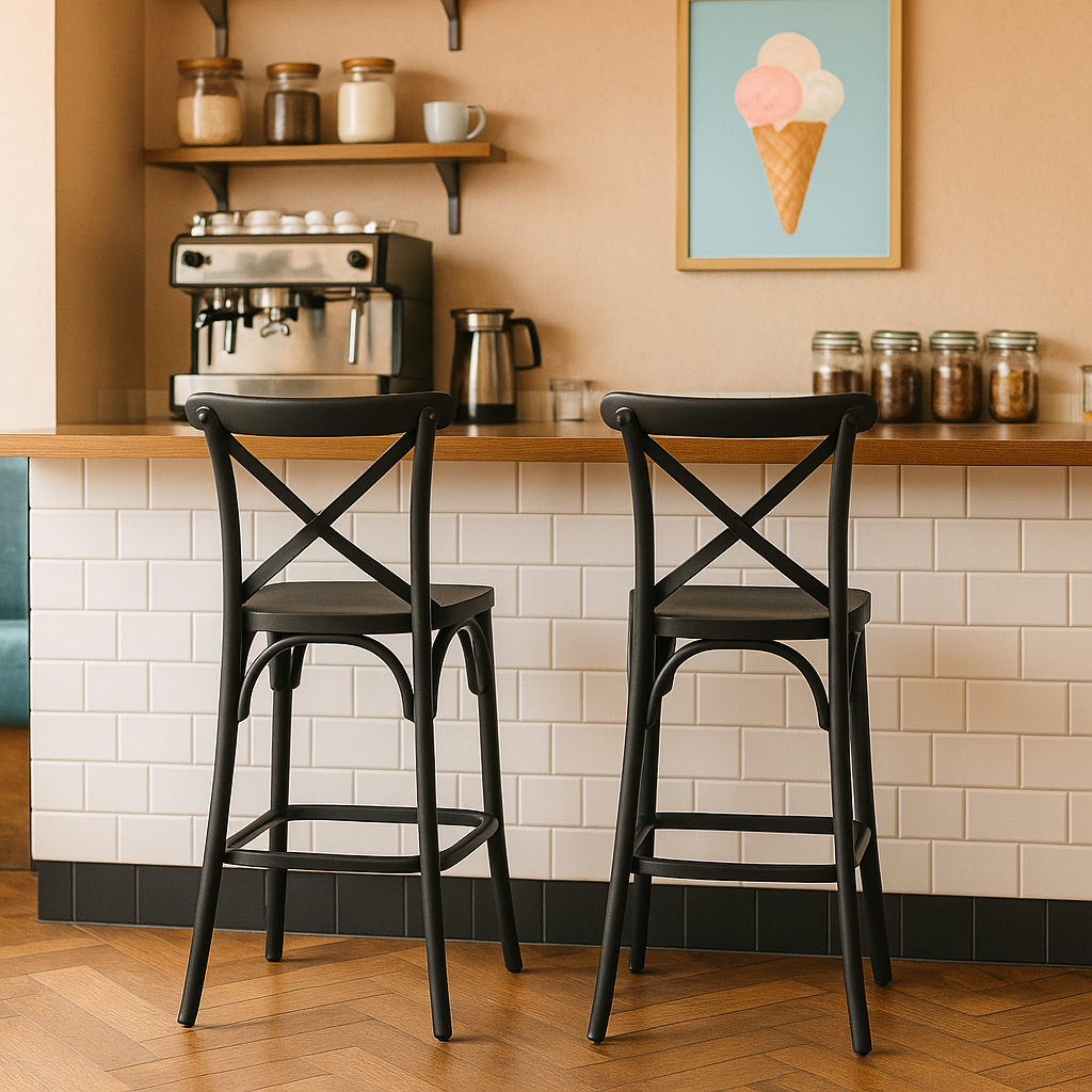 Pack 2 Taburetes Danubio Negro| Diseño Industrial en Polipropileno