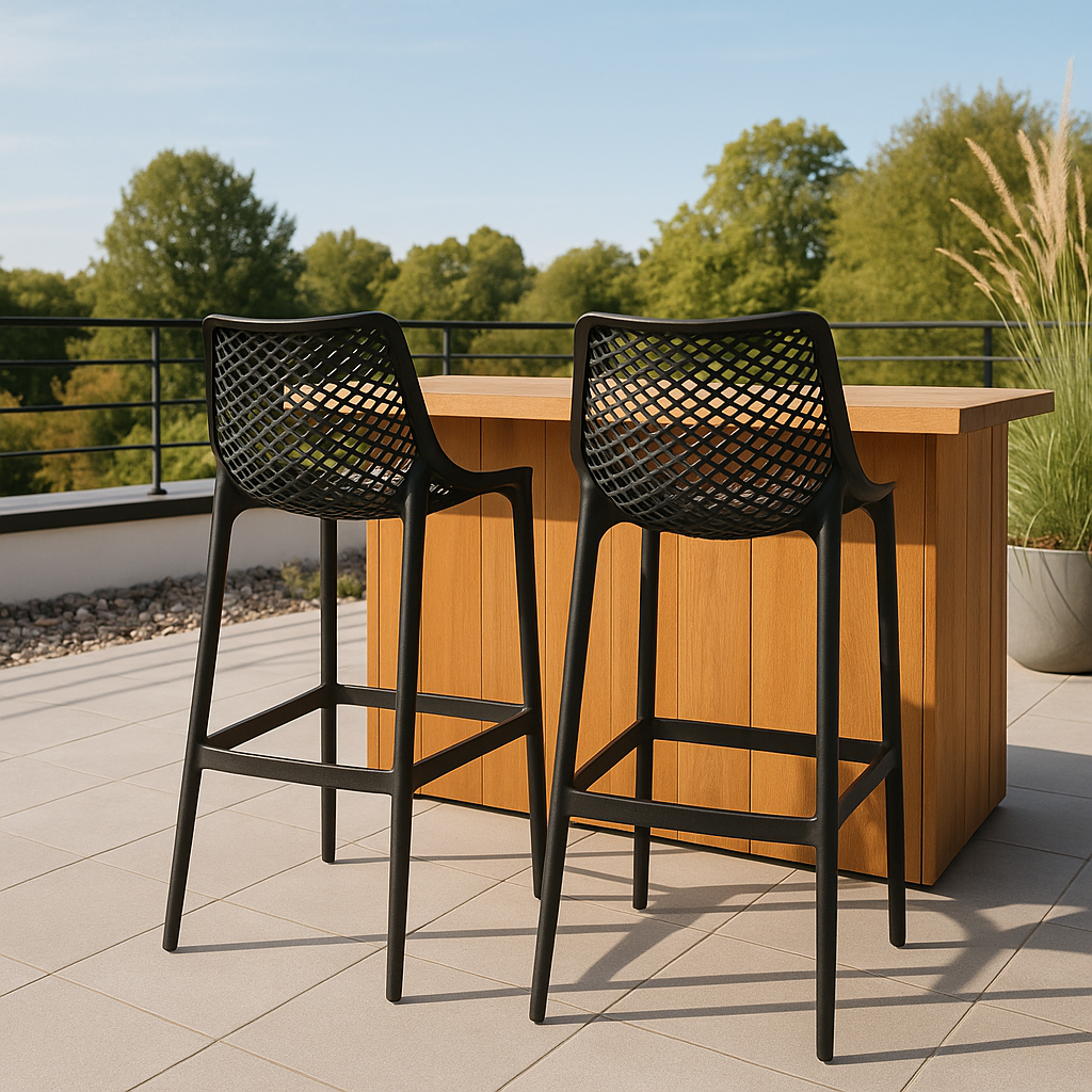 Pack 2 Taburetes Air Berlin | Polipropileno con Protección UV | Ideal para Terrazas