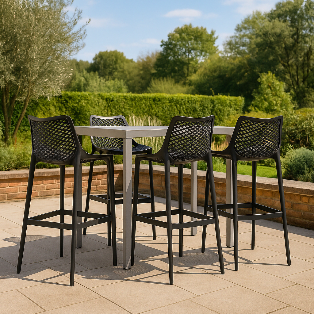 Pack 4 Taburetes Air Berlin | Polipropileno con Protección UV | Ideal para Terrazas