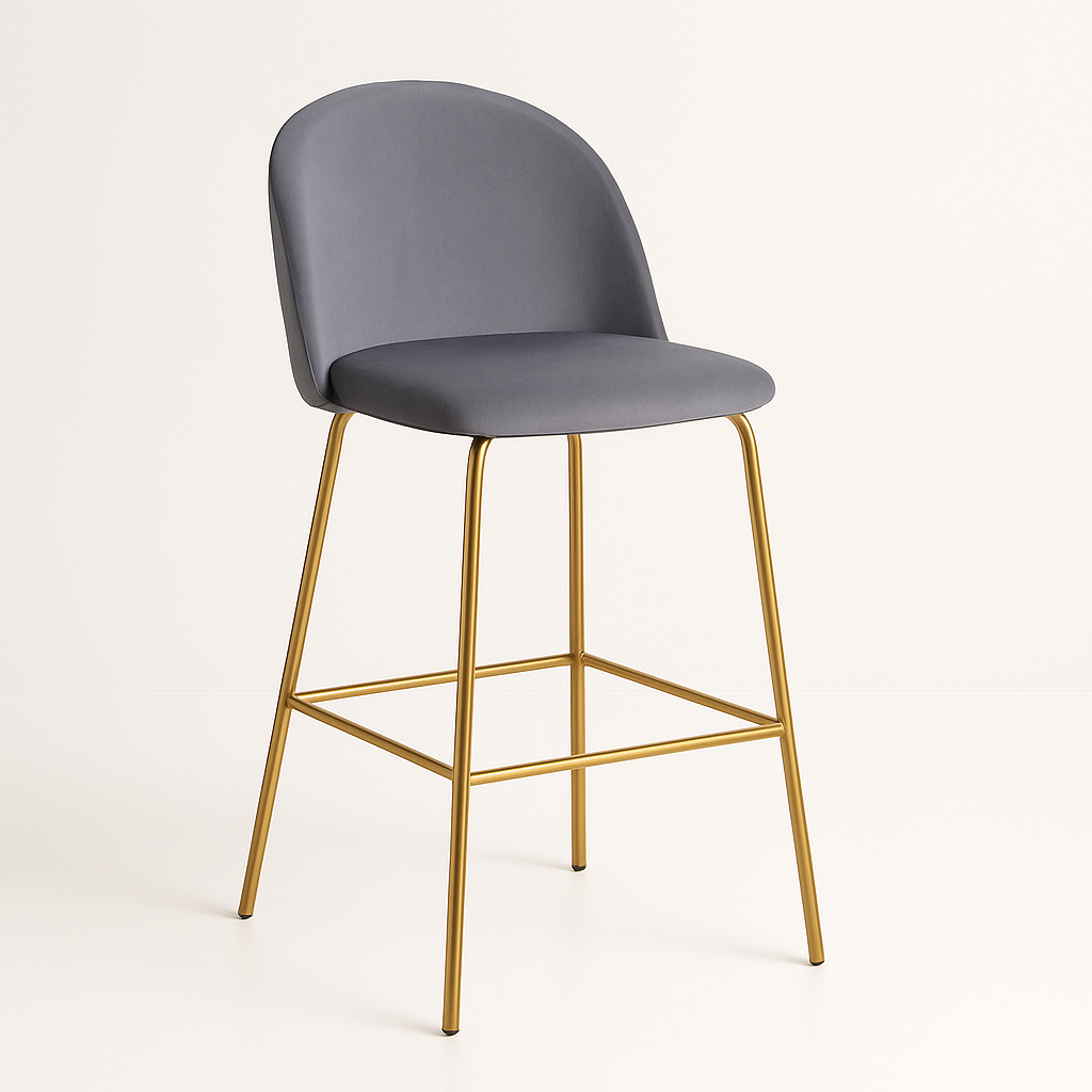 Taburete Deluxe Gold| patas doradas en metal + felpa