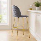 Taburete Deluxe Gold| patas doradas en metal + felpa